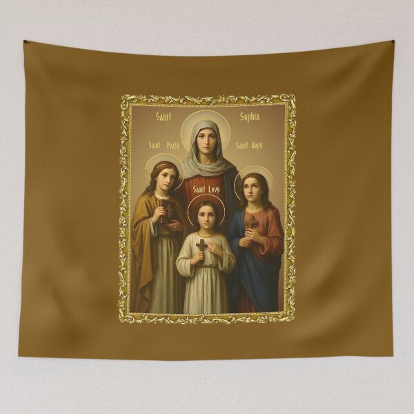 Item preview, Saints Faith Hope Love and their mother Sophia, inscription in English designed and sold by orthodox-icon.