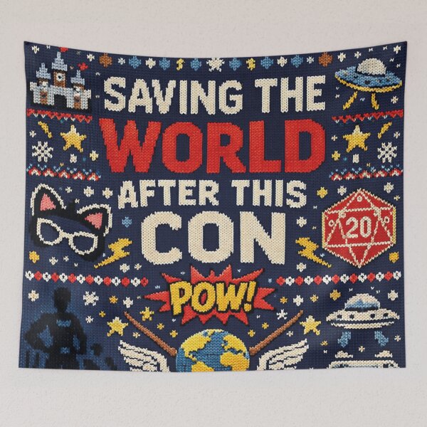 Item preview, Saving the World After This Con Cosplay Humor Knitting Pattern designed and sold by Mauswohn.