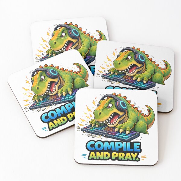Item preview, Compile And Pray Programmer Dinosaur designed and sold by the-dovlat.