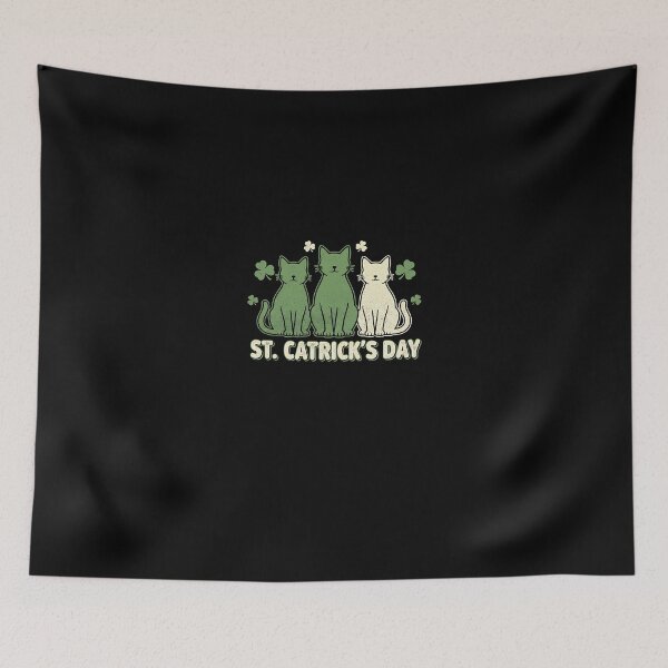 Item preview, St. Catrick’s Day Vintage Trio Cats – Grunge Shamrock designed and sold by Intomindfood.