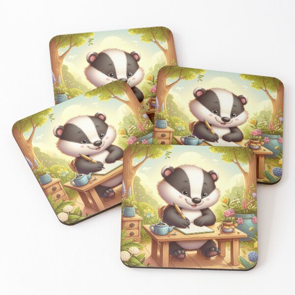Item preview, Cute Honey Badger Writing Diary – Whimsical Forest Design designed and sold by Dogandesighn.