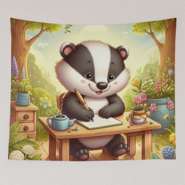Item preview, Cute Honey Badger Writing Diary – Whimsical Forest Design designed and sold by Dogandesighn.