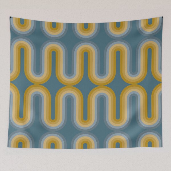Item preview, Retro Mid Century Modern - Mustard Gold Green and Dusty Blue designed and sold by JMgraphic.