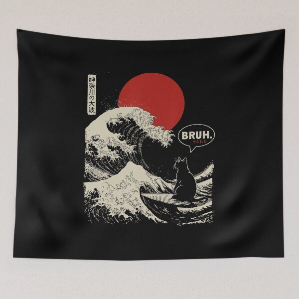 Item preview, Bruh Cat Great Wave Japanese Meme Style  designed and sold by titanlevi.