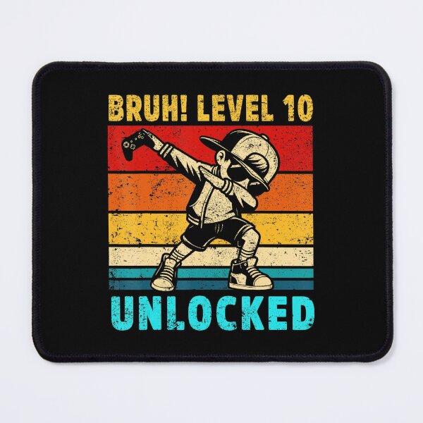 Item preview, Bruh Level 10 Unlocked Funny Gamer Birthday Vintage Style designed and sold by FGTV2021.