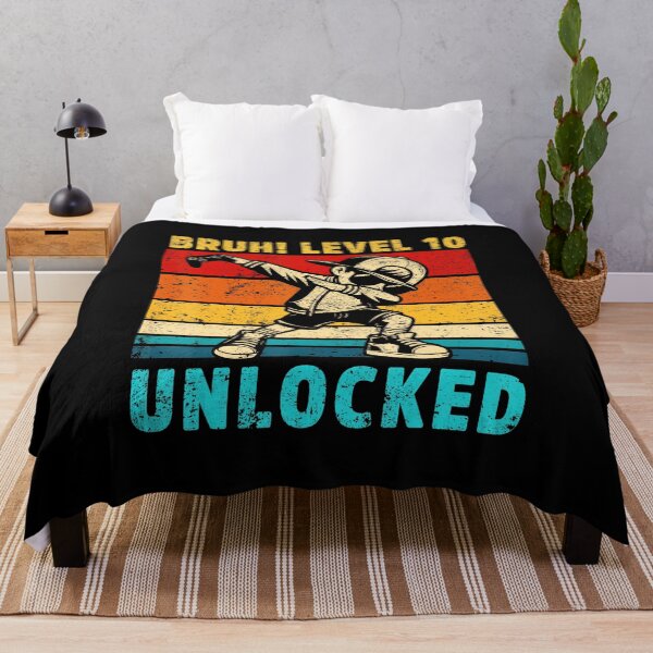Item preview, Bruh Level 10 Unlocked Funny Gamer Birthday Vintage Style designed and sold by FGTV2021.
