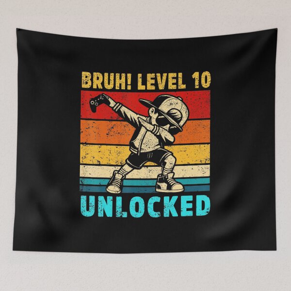 Item preview, Bruh Level 10 Unlocked Funny Gamer Birthday Vintage Style designed and sold by FGTV2021.