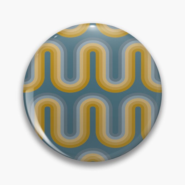 Item preview, Retro MCM Wave Pattern  - Mustard Gold Green and Dusty Blue designed and sold by JMgraphic.