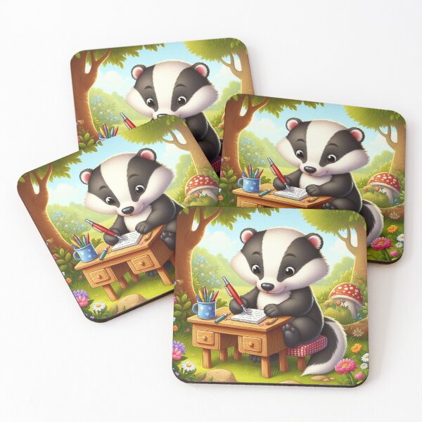 Item preview, Honey Badger Writer – Cozy Nature Emblem designed and sold by Dogandesighn.