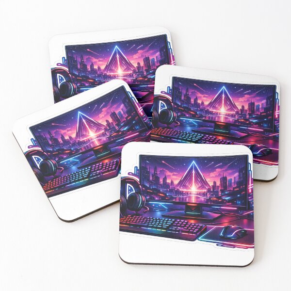 Item preview, RGB Gaming Setup Cyberpunk Neon Gamer Desk Sticker designed and sold by irfanshikh.