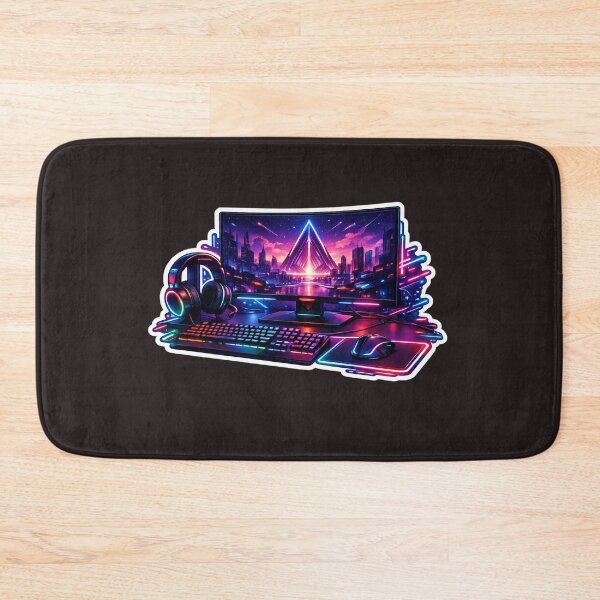Item preview, RGB Gaming Setup Cyberpunk Neon Gamer Desk Sticker designed and sold by irfanshikh.