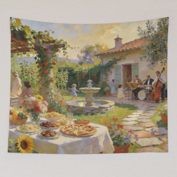 Item preview, Colorful Garden Celebration Scene, Impressionist Outdoor Party Wall Decor designed and sold by BlareBlare.