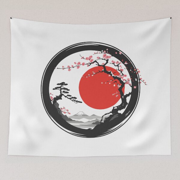 Item preview, Japanese Zenitude: Cherry Blossom Landscape and Sacred Mountain designed and sold by Kooki Designs.