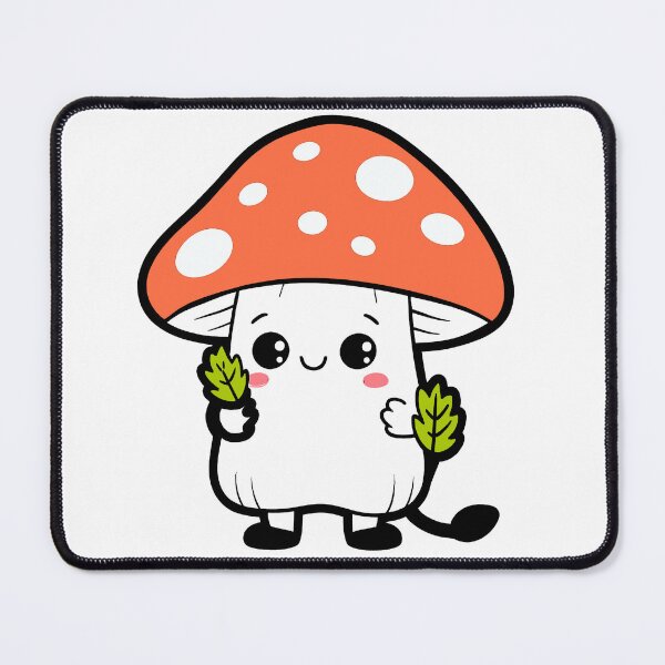 Item preview, Cute Kawaii Mushroom Holding Leaves Cartoon Vector Illustration designed and sold by FungiKaboul.