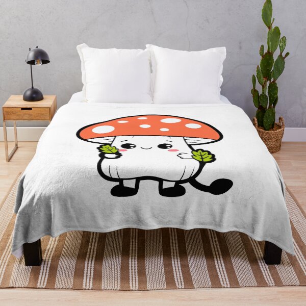 Item preview, Cute Kawaii Mushroom Holding Leaves Cartoon Vector Illustration designed and sold by FungiKaboul.