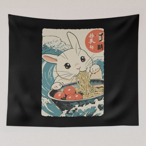 Item preview, Cute Bunny Ramen Japanese Style Noodle Illustration designed and sold by JEFDodsonArt.