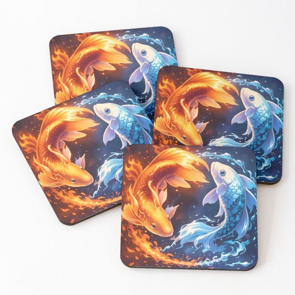 Item preview, Fire and Water Koi Fish – Yin Yang Elemental Art designed and sold by Anshugoyal.