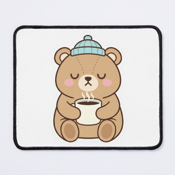 Item preview, Sleepy bear holding a warm coffee mug designed and sold by Tiny Step Creation.