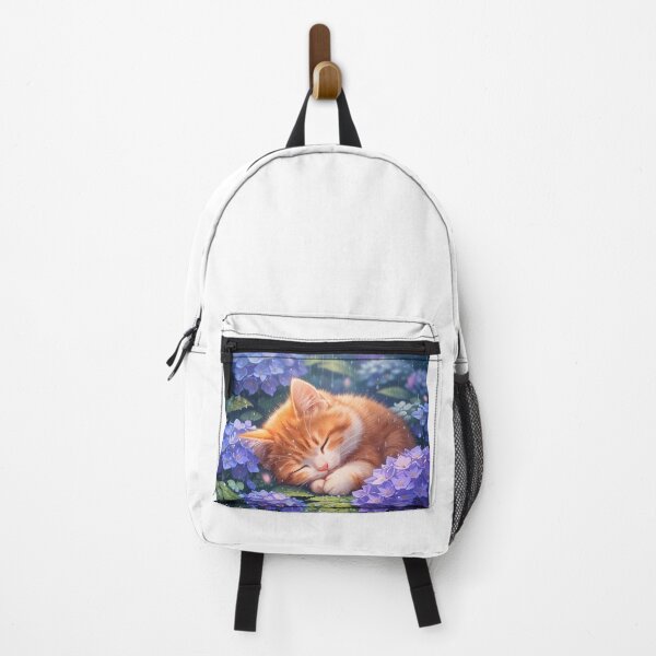 Item preview, Sleeping Kitten in a Rainy Flower Garden – Cute Animal Art designed and sold by Anshugoyal.