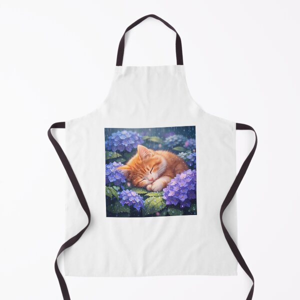 Item preview, Sleeping Kitten in a Rainy Flower Garden – Cute Animal Art designed and sold by Anshugoyal.