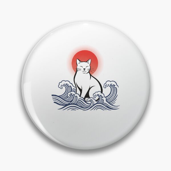 Item preview, Zen Wave Cat Japanese Minimal Art designed and sold by Intomindfood.