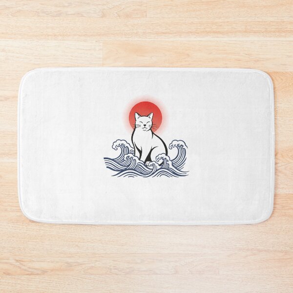 Item preview, Zen Wave Cat Japanese Minimal Art designed and sold by Intomindfood.