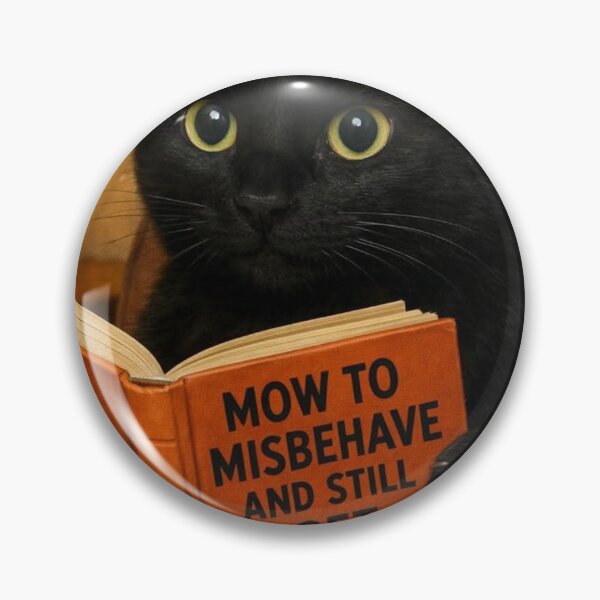 Item preview, Funny Black Cat Reading Book Pun - Mow To Misbehave designed and sold by JossDesign15.