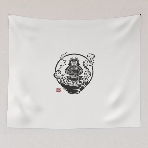Item preview, Dark Zen Cat Japanese Ramen Art designed and sold by Intomindfood.