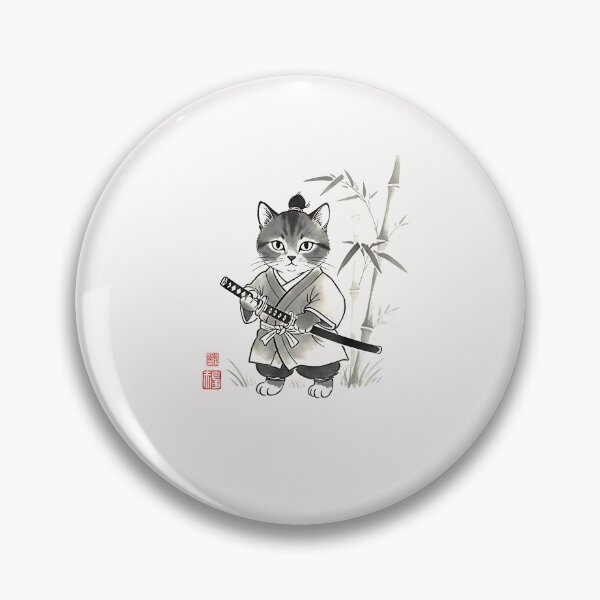 Item preview, Samurai Cat Japanese Sumi-e Art designed and sold by Intomindfood.