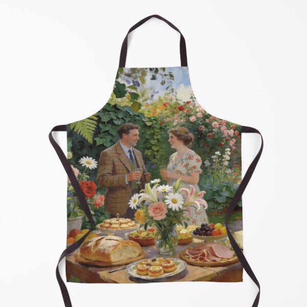 Item preview, Romantic Backyard Party Artwork, Floral Garden Gathering in Impressionism Style designed and sold by BlareBlare.
