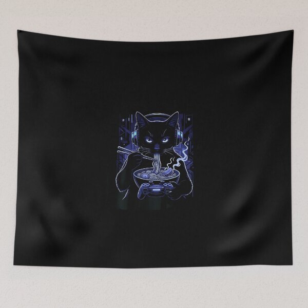 Item preview, Dark Gamer Cat Japanese Art designed and sold by Intomindfood.