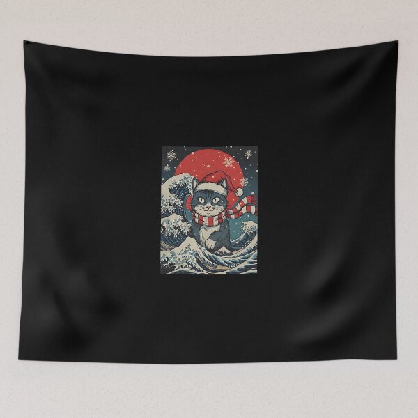 Item preview, Dark Christmas Cat Japanese Art designed and sold by Intomindfood.