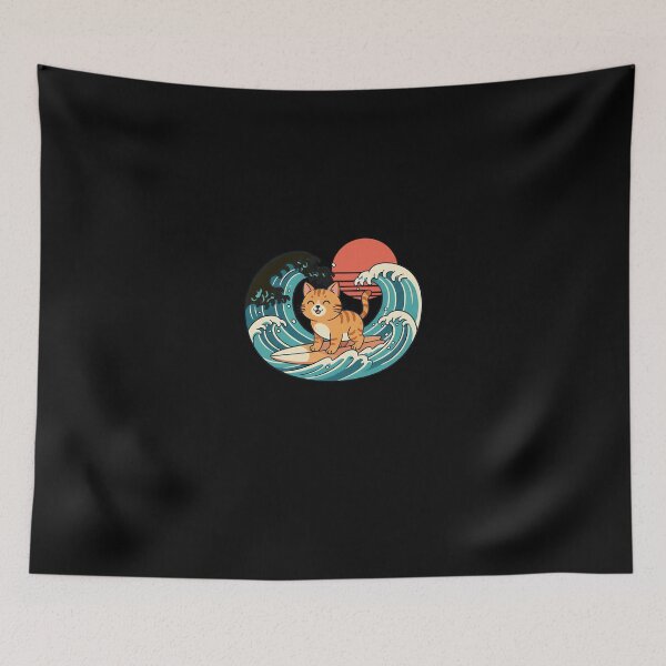 Item preview, Cute Surf Cat Japanese Art designed and sold by Intomindfood.