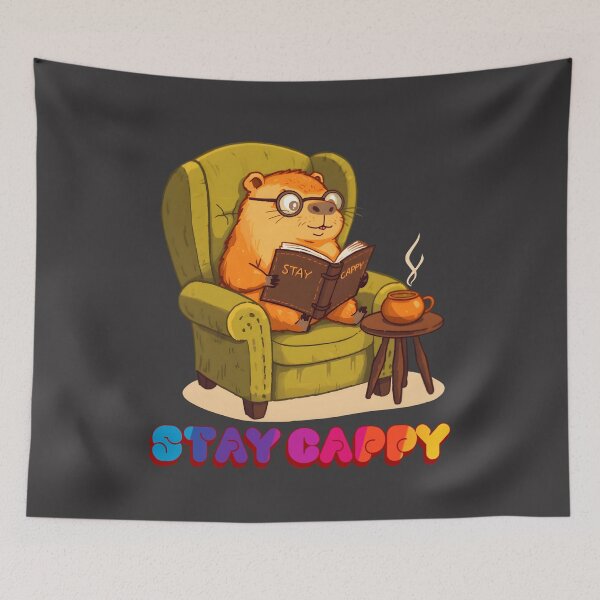 Item preview, Stay Cappy Capybara Reading Book Cozy Cottagecore Aesthetic designed and sold by Zayavca.