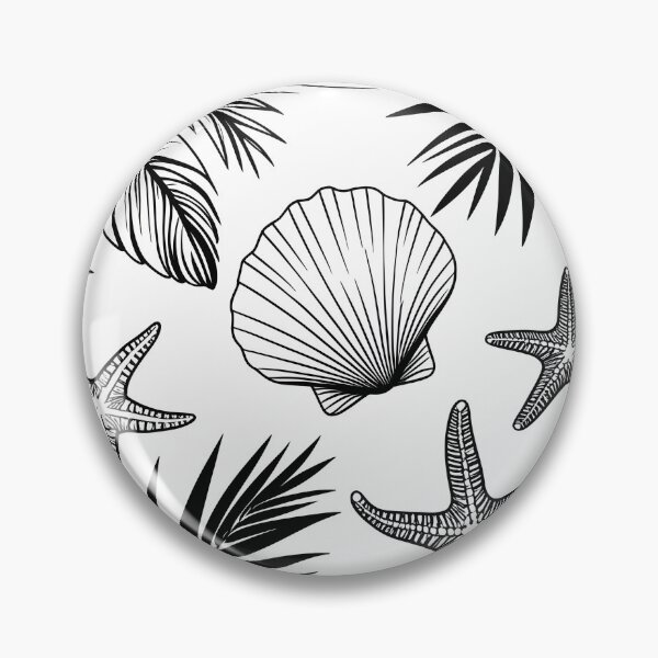Item preview, Tropical Beach Seamless Pattern – Seashell Starfish Ocean Line Art designed and sold by ArtnarongDesign.