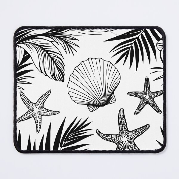 Item preview, Tropical Beach Seamless Pattern – Seashell Starfish Ocean Line Art designed and sold by ArtnarongDesign.