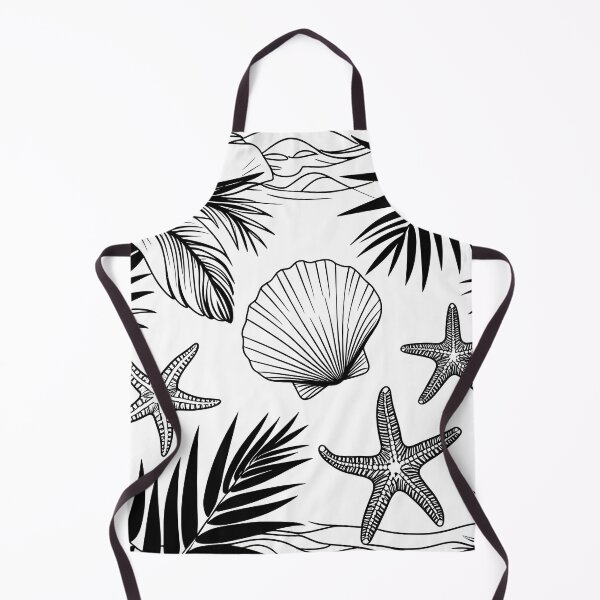 Item preview, Tropical Beach Seamless Pattern – Seashell Starfish Ocean Line Art designed and sold by ArtnarongDesign.
