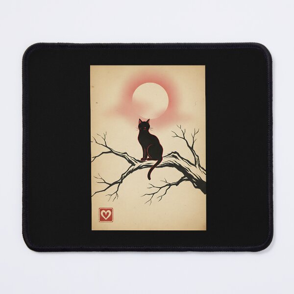 Item preview, Zen Black Cat Valentine – Japanese Ink Art Cat designed and sold by Intomindfood.