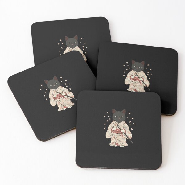 Item preview, White Samurai Cat – Cherry Blossom Japanese Art designed and sold by Intomindfood.