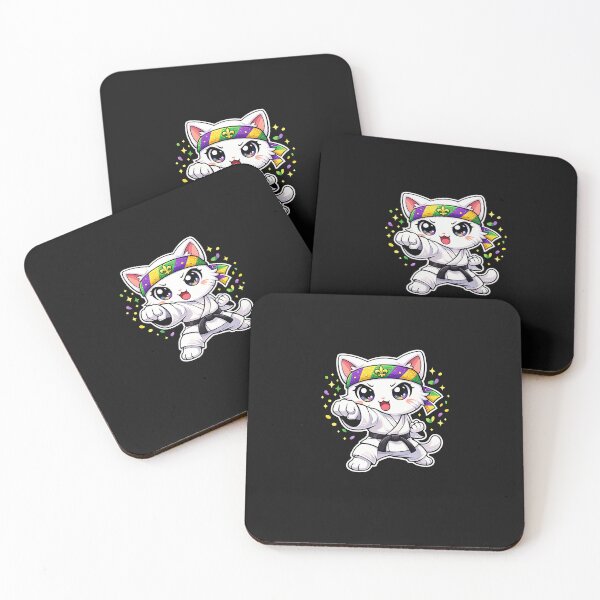 Item preview, Mardi Gras Japanese Karate Cat – Kawaii Carnival Martial Arts Cat designed and sold by Intomindfood.