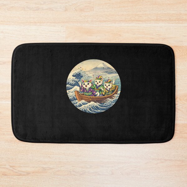 Item preview, Mardi Gras Japanese Cat Wave – Ukiyo-e Carnival Cat Boat designed and sold by Intomindfood.