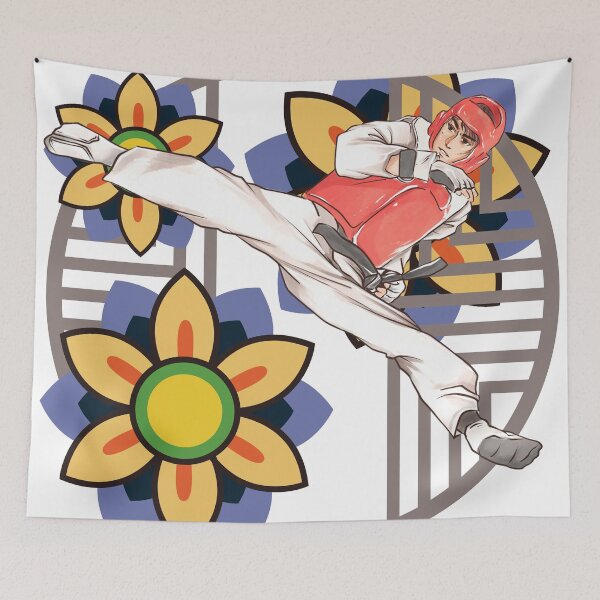 Item preview, Taekwondo Kick Art - Martial Warrior & Korean Flowers designed and sold by Kanniax.