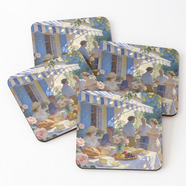Item preview, Charming Garden Gathering Artwork, Lively Floral Backyard in Impressionism Style designed and sold by BlareBlare.