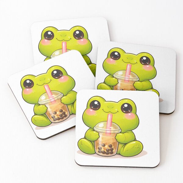 Item preview, Cute Frog Drinking Bubble Tea – Kawaii Boba Frog Aesthetic designed and sold by Lovestickerco.