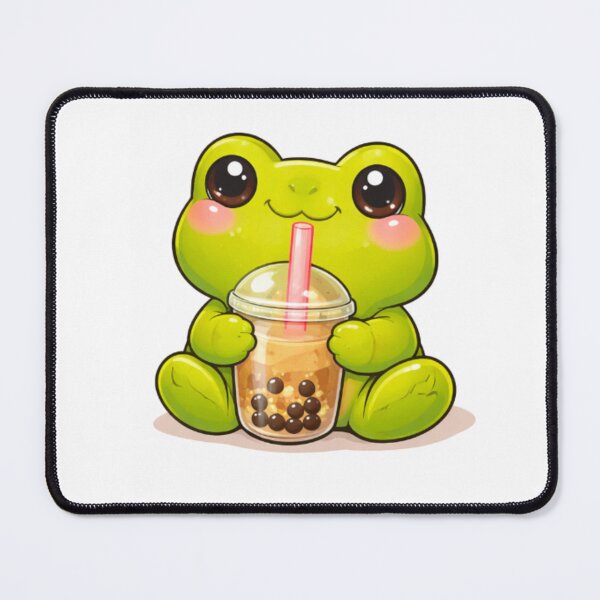 Item preview, Cute Frog Drinking Bubble Tea – Kawaii Boba Frog Aesthetic designed and sold by Lovestickerco.