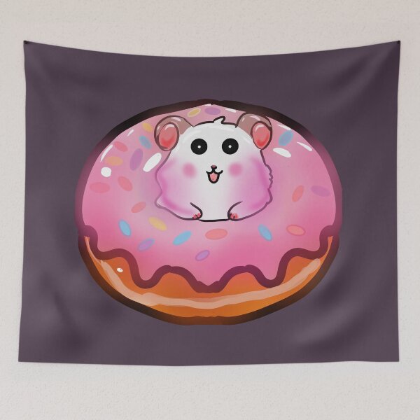 Item preview, Kawaii Hamster in a Pink Frosted Donut designed and sold by HopeAndHustle.