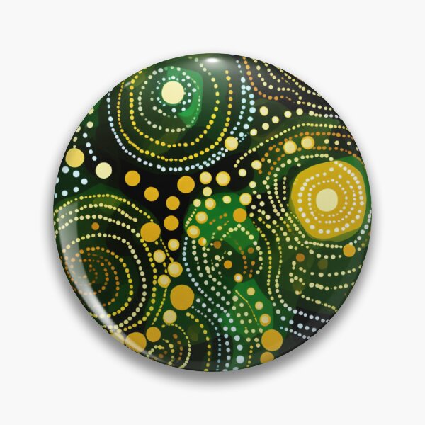 Item preview, Aboriginal Inspired Dot Art - Moss Green Circle Drops designed and sold by GrinGalore.