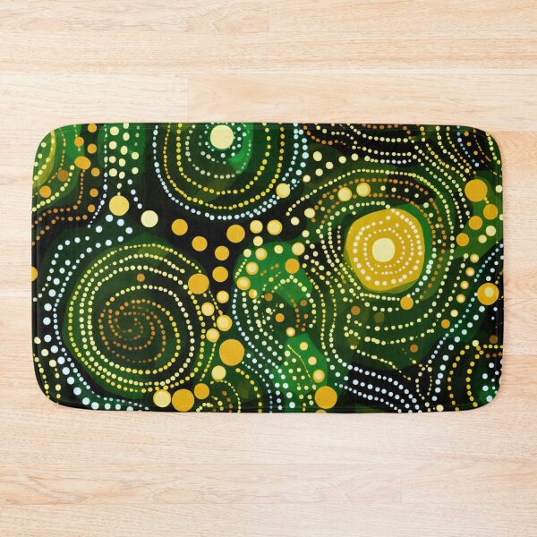 Item preview, Aboriginal Inspired Dot Art - Moss Green Circle Drops designed and sold by GrinGalore.