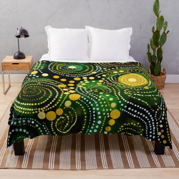 Item preview, Aboriginal Inspired Dot Art - Moss Green Circle Drops designed and sold by GrinGalore.