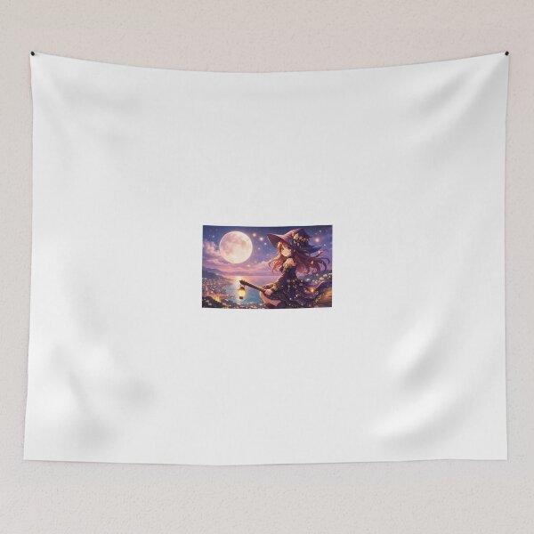 Item preview, Magical Anime Witch Flying Under the Full Moon designed and sold by Anshugoyal.